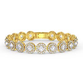 Eternity White Sapphire Round Halo 18ct Gold Vermeil Tennis Bracelet