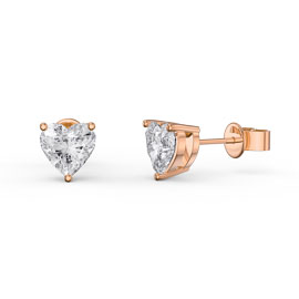 Charisma 1ct White Sapphire Heart 18ct Rose Gold Vermeil Stud Earrings