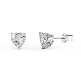 Charisma 1ct White Sapphire Heart Platinum Plated Silver Stud Earrings