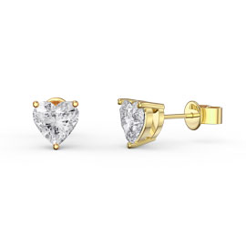 Charisma 1ct White Sapphire Heart 18ct Gold Vermeil Stud Earrings