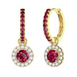 Eternity 1ct Ruby Halo 18ct Gold Vermeil Interchangeable Ruby Hoop Drop Set