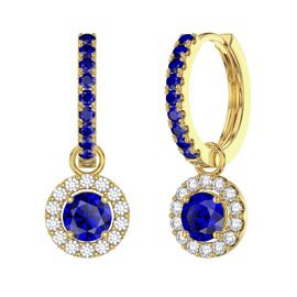 Eternity 1ct Sapphire Halo 18ct Gold Vermeil Interchangeable Sapphire Hoop Drop Set