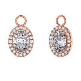 Eternity 1.5ct White Sapphire Oval Halo 18ct Rose Gold Vermeil Interchangeable Earring Drops