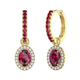 Eternity 1.5ct Ruby Oval Halo 18ct Gold Vermeil Interchangeable Ruby Hoop Drop Set