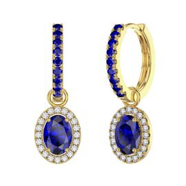Eternity 1.5ct Sapphire Oval Halo 18ct Gold Vermeil Interchangeable Sapphire Hoop Drop Set