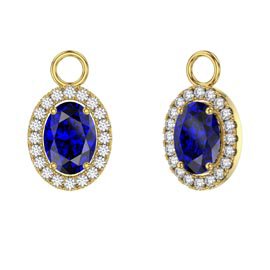 Eternity 1.5ct Sapphire Oval Halo 18ct Gold Vermeil Interchangeable Earring Drops