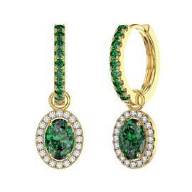 Eternity 1.5ct Emerald Oval Halo 18ct Gold Vermeil Interchangeable Emerald Hoop Dorp Set