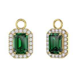 Princess 2ct Emerald Emerald Cut Halo 18ct Gold Vermeil Interchangeable Earring Drops