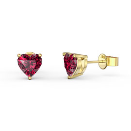 Charisma 1ct Ruby Heart 18ct Gold Vermeil Stud Earrings