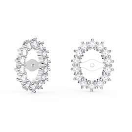 Eternity Oval White Sapphire Platinum Plated Silver Earring Halo Jackets