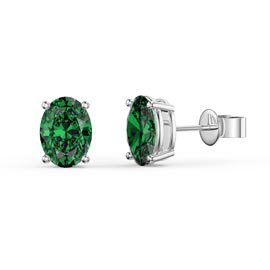Eternity 2.0ct Oval Emerald 9ct White Gold Stud Earrings