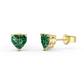 Charisma 1ct Emerald Heart 18ct Gold Vermeil Stud Earrings
