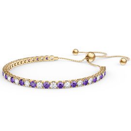 Eternity Amethyst CZ 18ct Gold plated Silver Fiji Friendship Tennis Bracelet