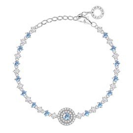 Fusion Aquamarine Platinum plated Silver Tennis Bracelet