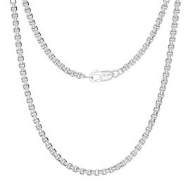 Medium Platinum plated Silver Box Chain Necklace 3.3MM