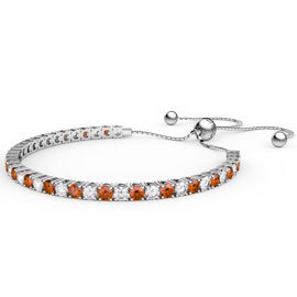 Eternity Garnet CZ Rhodium plated Silver Fiji Friendship Tennis Bracelet