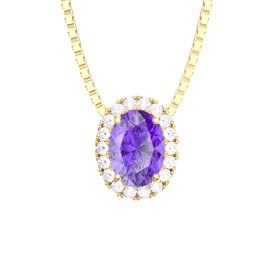 Eternity Amethyst Halo 18ct Gold Vermeil Oval Pendant