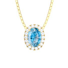 Eternity Swiss Blue Topaz Halo 18ct Gold Vermeil Oval Pendant