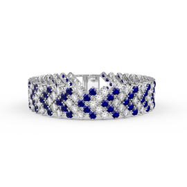 Eternity Five Row 16ct Sapphire and Moissanite 9ct White Gold Tennis Bracelet"