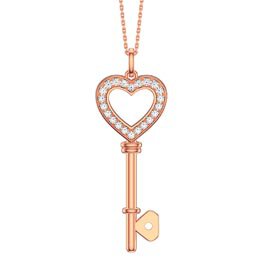 Moissanite Heart 18ct Rose Gold Vermeil Key Pendant