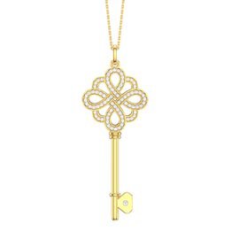 Moissanite Infinity 18ct Gold Vermeil Key Pendant