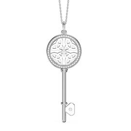 Moissanite Trinity Knot Platinum plated Silver Key Pendant