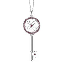 Ruby Trinity Knot Platinum plated Silver Key Pendant