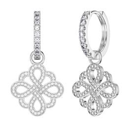 Moissanite Infinity Platinum plated Silver Interchangeable Earring Hoop Drop Set