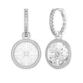 Moissanite Trinity Platinum plated Silver Interchangeable Earring Hoop Drop Set