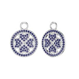 Sapphire Clover Platinum plated Silver Interchangeable Earring Drops