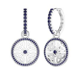 Sapphire Trinity Platinum plated Silver Interchangeable Sapphire Hoop Drop Set