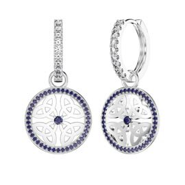 Sapphire Trinity Platinum plated Silver Interchangeable Hoop Drop Set
