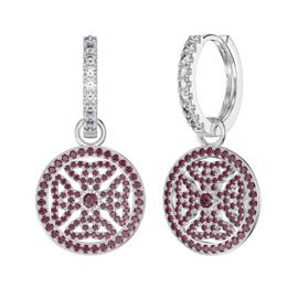 Ruby Celtic Knot Platinum plated Silver Interchangeable Hoop Drop Set