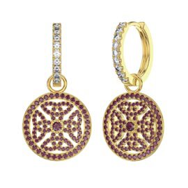 Ruby Celtic Knot 18ct Gold Vermeil Interchangeable Hoop Drop Set