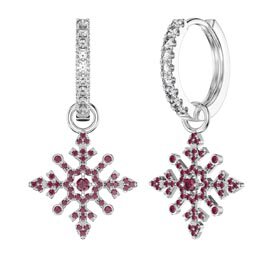 Ruby Snowflake Platinum plated Silver Interchangeable Hoop Drop Set