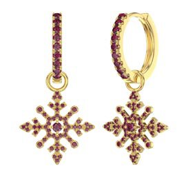 Ruby Snowflake 18ct Gold Vermeil Interchangeable Ruby Hoop Drop Set
