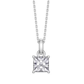 Princess 1ct White Sapphire Platinum plated Silver Pendant