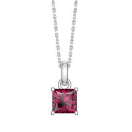 Princess 1ct Ruby Platinum plated Silver Pendant