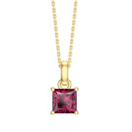 Princess 1ct Ruby 18ct Gold Vermeil Pendant