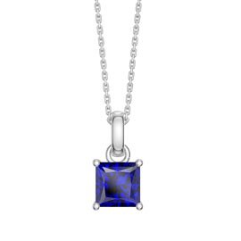 Princess 1ct Sapphire Platinum plated Silver Pendant
