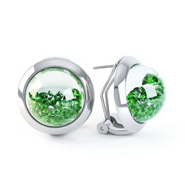 Sapphire Dome 2ct Emerald 18ct White Gold Earrings