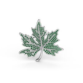Maple Leaf Emerald Platinum plated Silver Brooch