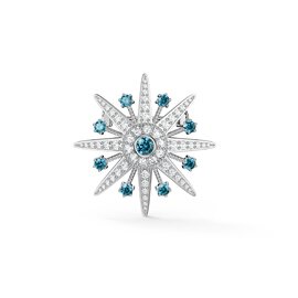 Starburst Topaz and Moissanite 9ct White Gold Brooch