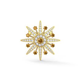 Starburst Citrine and Moissanite 18ct Gold Vermeil Brooch