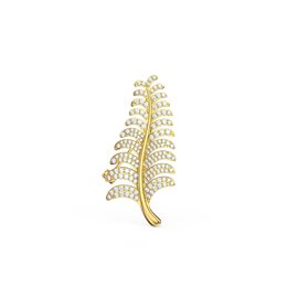 Fern Leaf 2.5ct Lab Diamond 9ct Yellow Gold Brooch