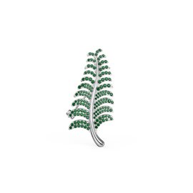 Fern Leaf Emerald Platinum plated Silver Brooch