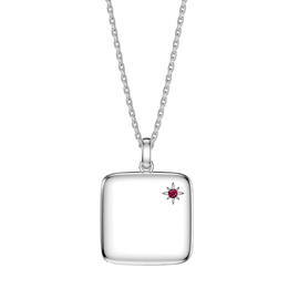 Princess Ruby Platinum plated Silver Square Locket