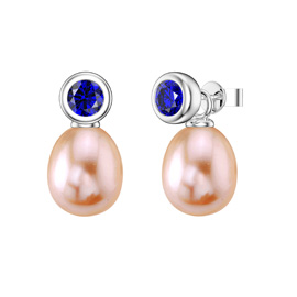 Venus Sapphire Pink Pearl Platinum Plated Silver Drops