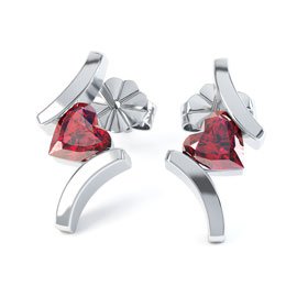 Combinations 0.5ct Ruby Heart Platinum plated Silver Earrings