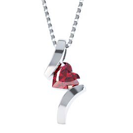 Combinations Ruby Heart Platinum plated Silver Pendant